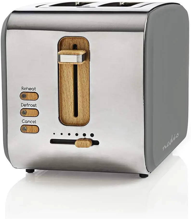 Tostadora Soft Touch para Dos Tostadas, Bagels o Muffins - Seis Niveles de Tostado, Función de Re-Calentar, Descongelar y Cancelar - Gris