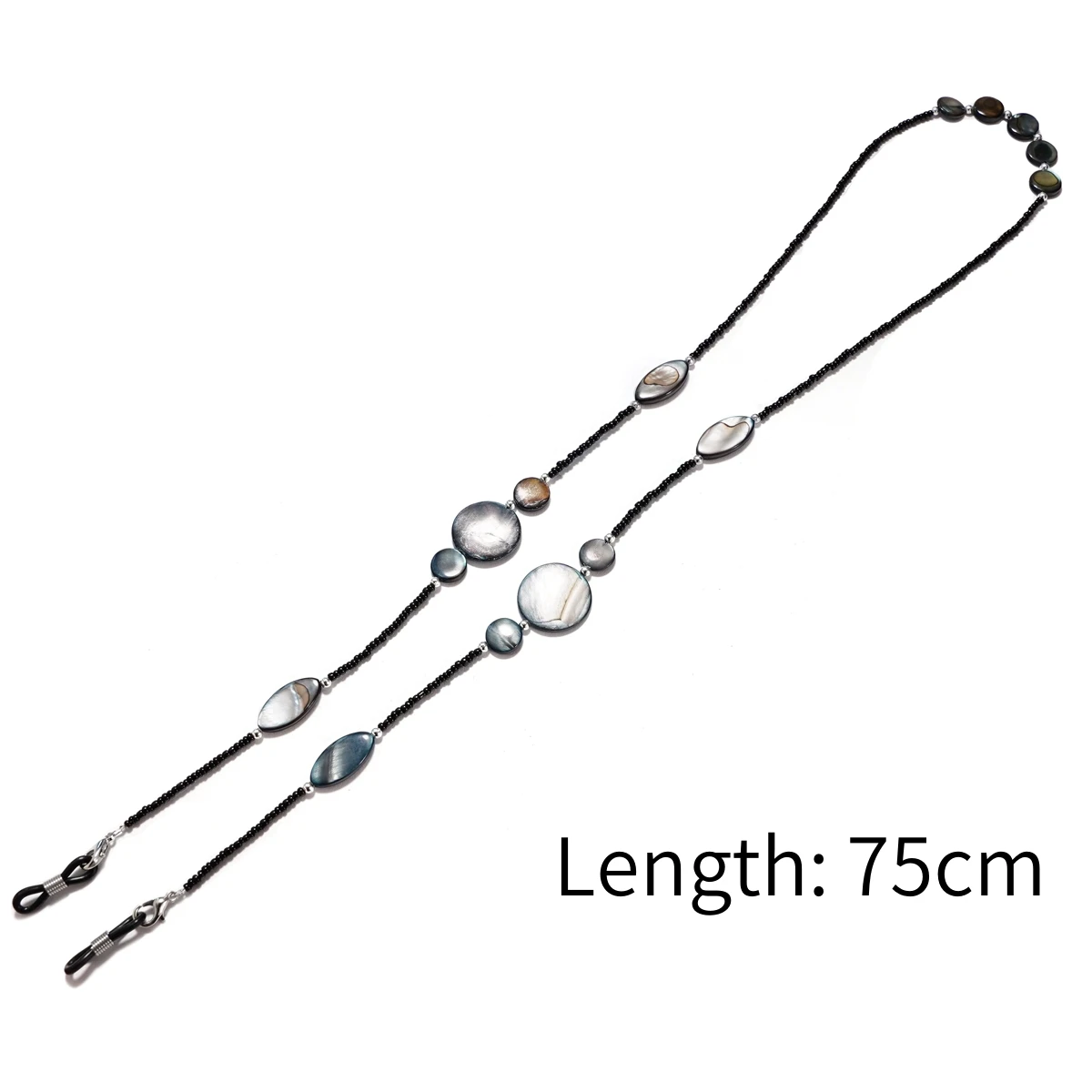 Modische Perlen-Brillenkette für Damen – Muschel-Sonnenbrillen-Lanyard, verstellbarer Brillenhalter, Anti-Verlust-Lesekabel (schwarz) – Detail 2
