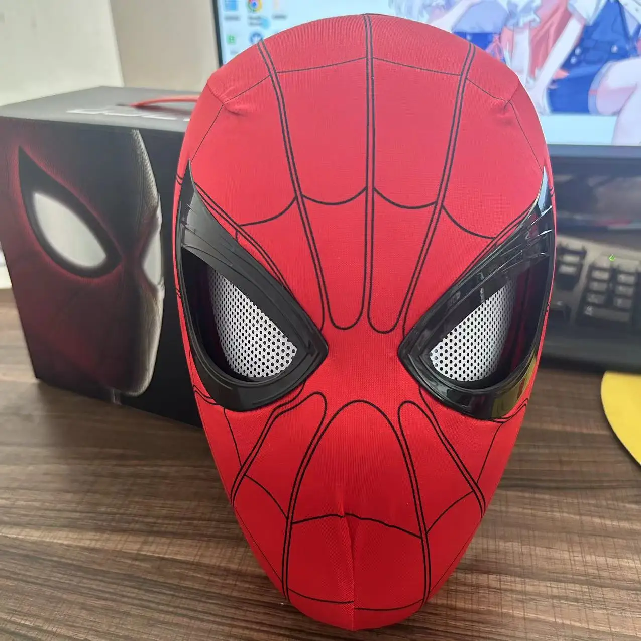 Mascara Spiderman Headgear Mask Cosplay Moving Eyes Mask Spider Man 1:1 Elastic Toys Adults Kids Gift