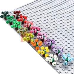 100pcs MOC Brick 24866 Plate Round 1x1 with Flower Edge 5 Petals Building Block Plant Garden Compatible with Grass Assembled Toy