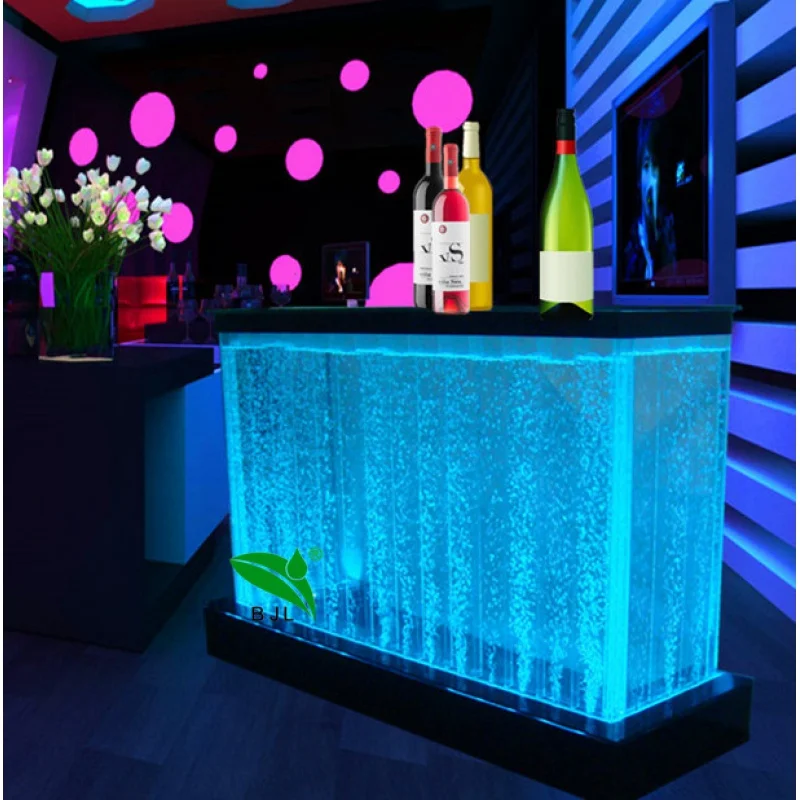 custom.Led water bubble bar table /  counter with shelf nightclub furniture for sale