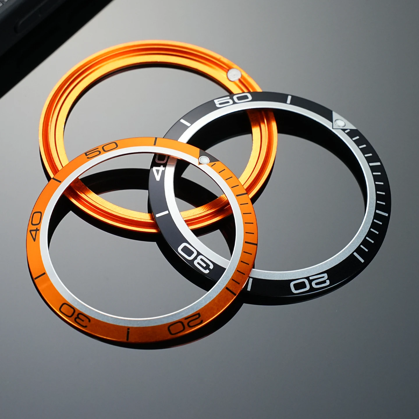 38MM 41MM Black Orange Slope Aluminum Green Luminous Beads Bezel Insert For Old Omega Seamaster 600 Series Mechanical Watch part view 2