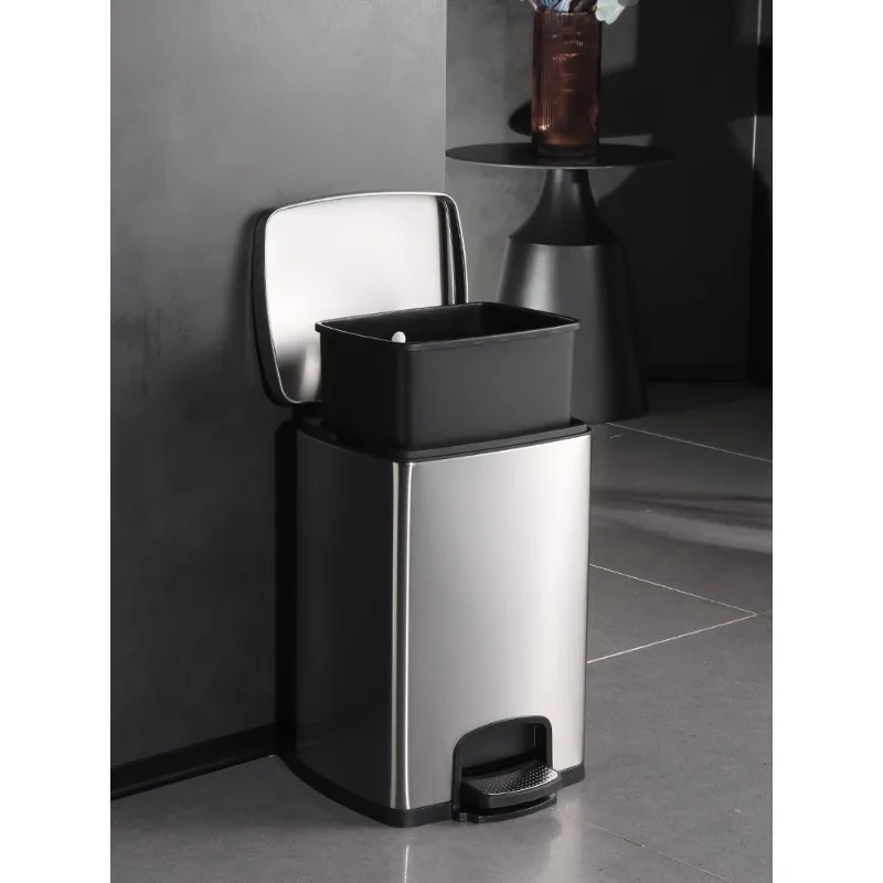 8L 12L 15L 20L Kitchen trash can household stainless steel ash-bin with foot-pedal for office Hotel living room