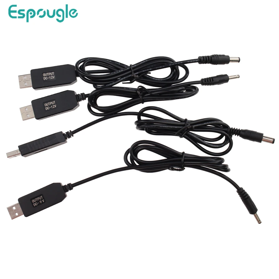 

New USB DC 5V to DC 9V 12V Step Up Cable Module Converter USB to DC Male Plug Power Cable 5.5x2.1 5.5x2.5 Booster Wire