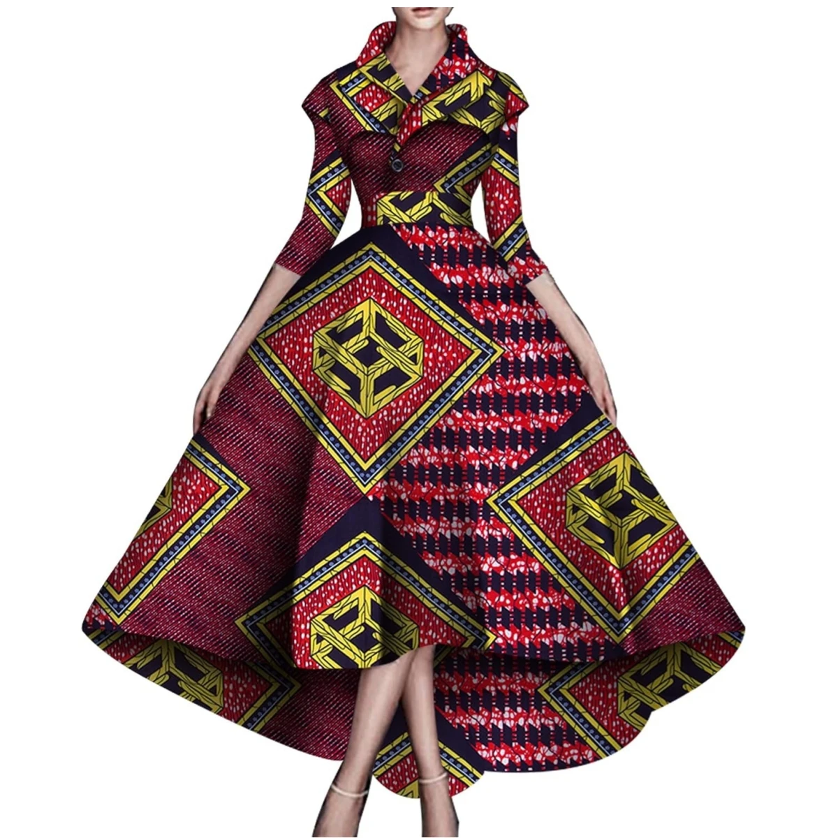 Dashiki African Dresses for Women Wedding Party Coat Women Dresses Ankle Length Belt Dress African Women Clothes WY5951