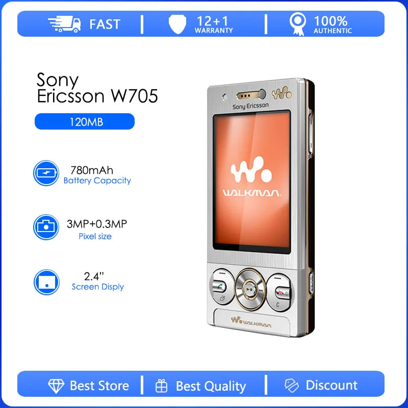 Sony Ericsson W705 Refurbised-Original Entsperrt W705U Mobiltelefon 2G FM Handy Entsperrt Kostenloser versand