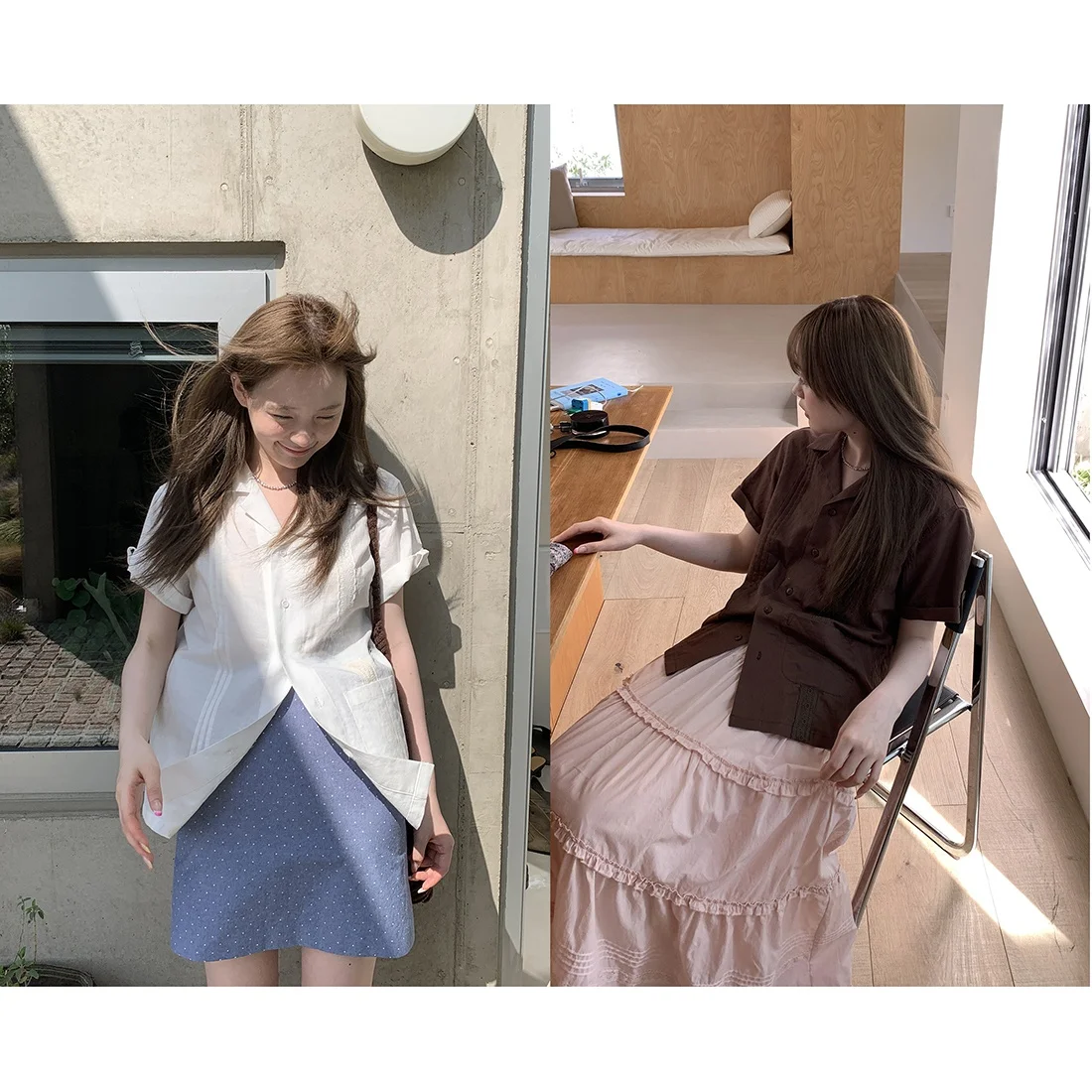 

Hellooo Eat Retro Cotton Linen ort Sve irt Women's Patchwork Lace Design Sensation Two-color Straight Cut Top