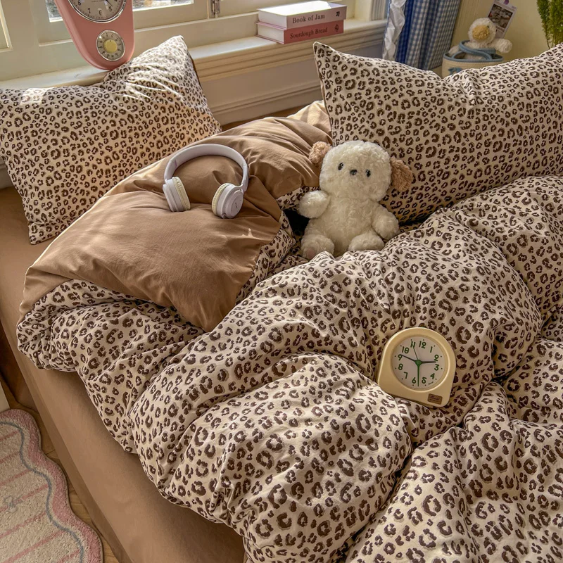 Leopard Printed Quilt Cover Single/Queen/King Size Comfortable Skin-friendly Duvet Covers 이불커버  funda nordica 150 cama