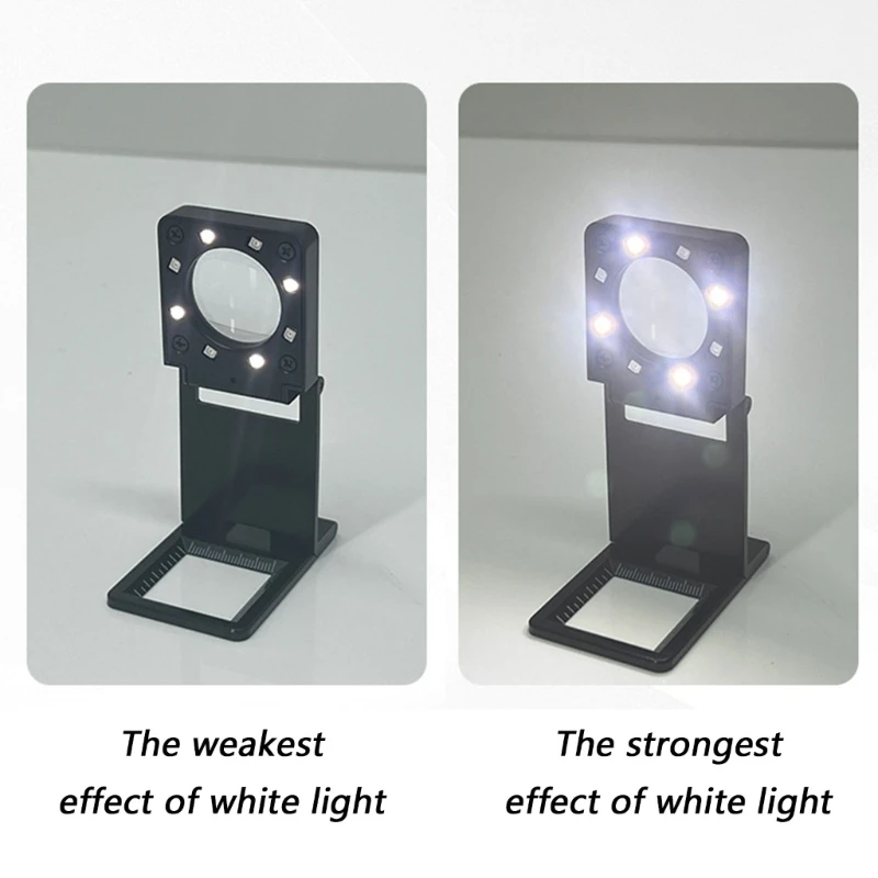 Rechargeable Lighted Inspection Glass with Foldable Stand for Jewelry Review, Fabric Texture Viewing and Small Text Reading D2RD