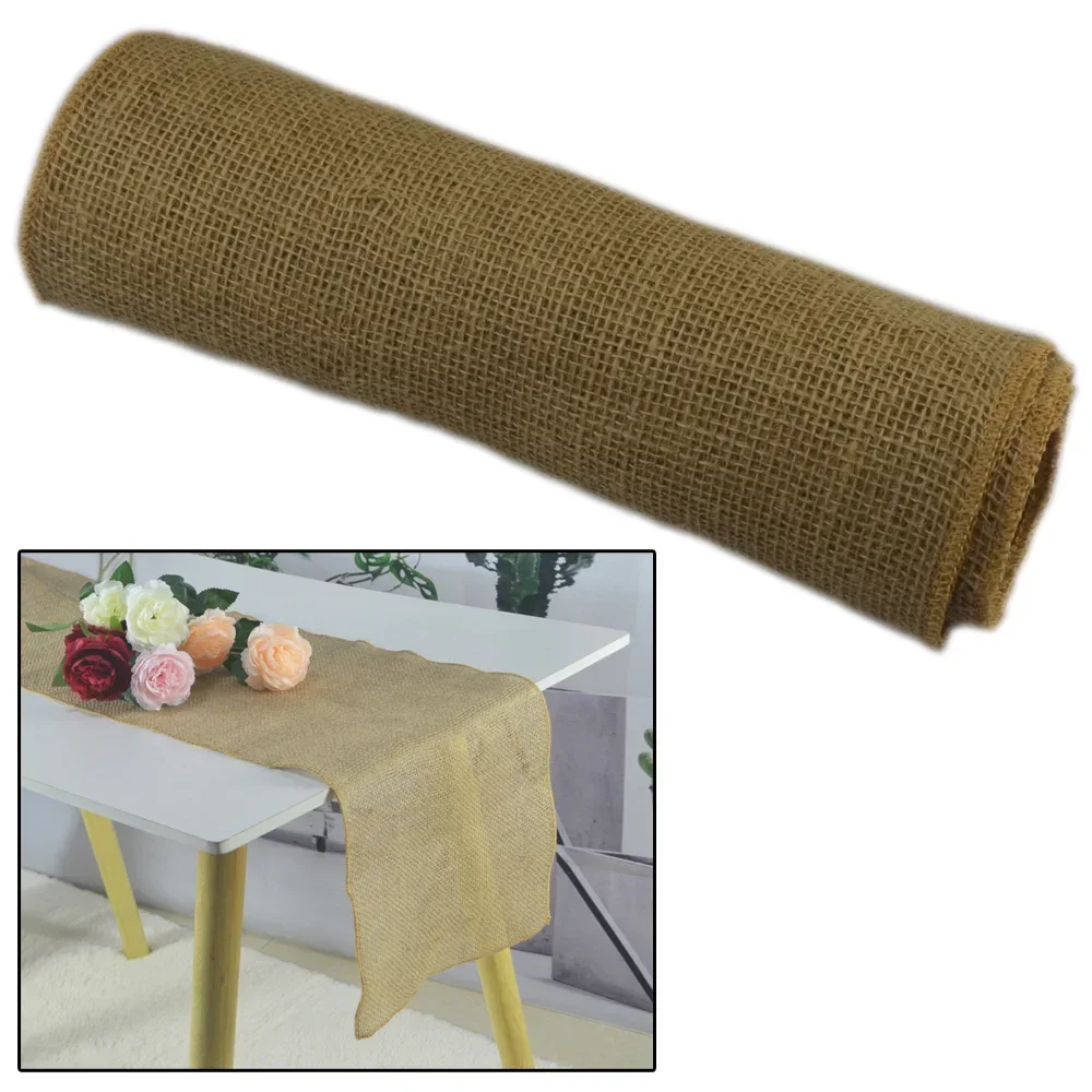 Natural Jute Table Runners Vintage Hessian Rustic Lace Burlap Table Runner wedding Birthday Christmas party Home Table Decors