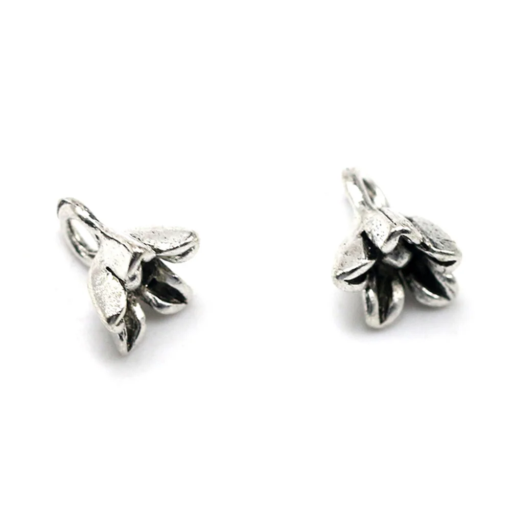 

50 Pcs Flower Bracelet Pendant Shape Jewelry Making Pendants Alloy Charm Silver
