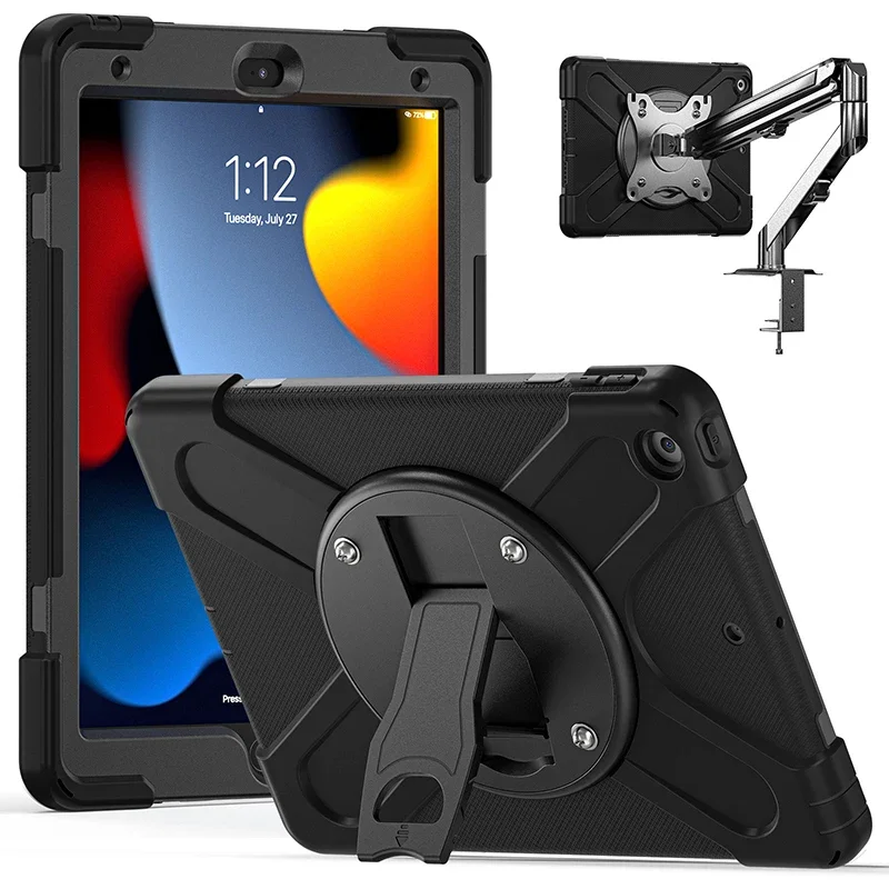 Case For iPad 9th 8th 7th Generation 10.2 inch 2021 2020 2019 Tablet Case Stand Holder 360 Rotation Disk with 4 Screw Hole Cover