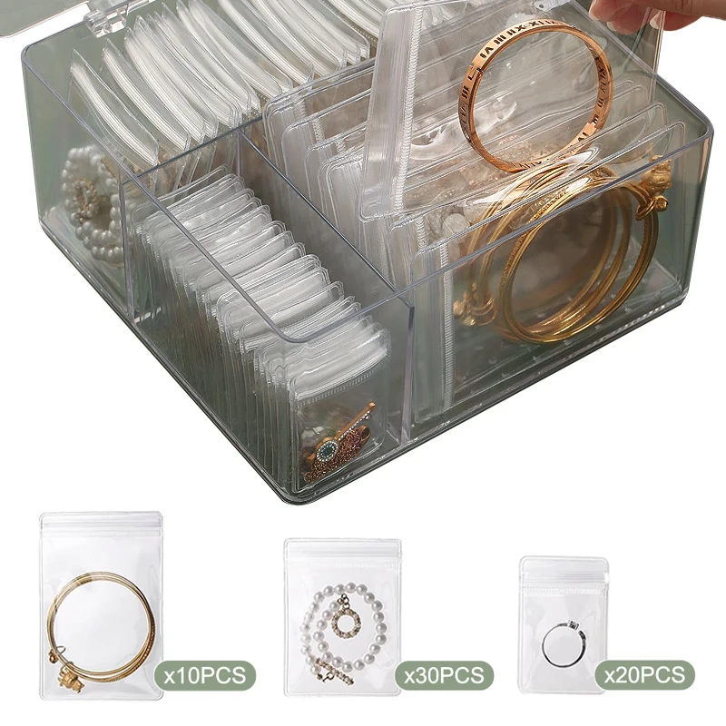 

Clear Storage Box / Anti-oxidation Jewelry Bag, Earrings Necklace Jewelry Box With Portable Earrings Ring Storage Bag