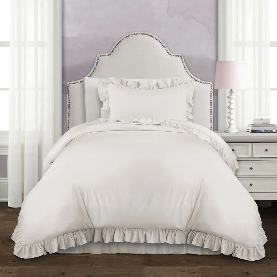 

Comforter Set, Soft Ruffled Bedding with Matching Sham, Cozy Essentials, Elegant Bedroom Decor Reyna White, Twin XL
