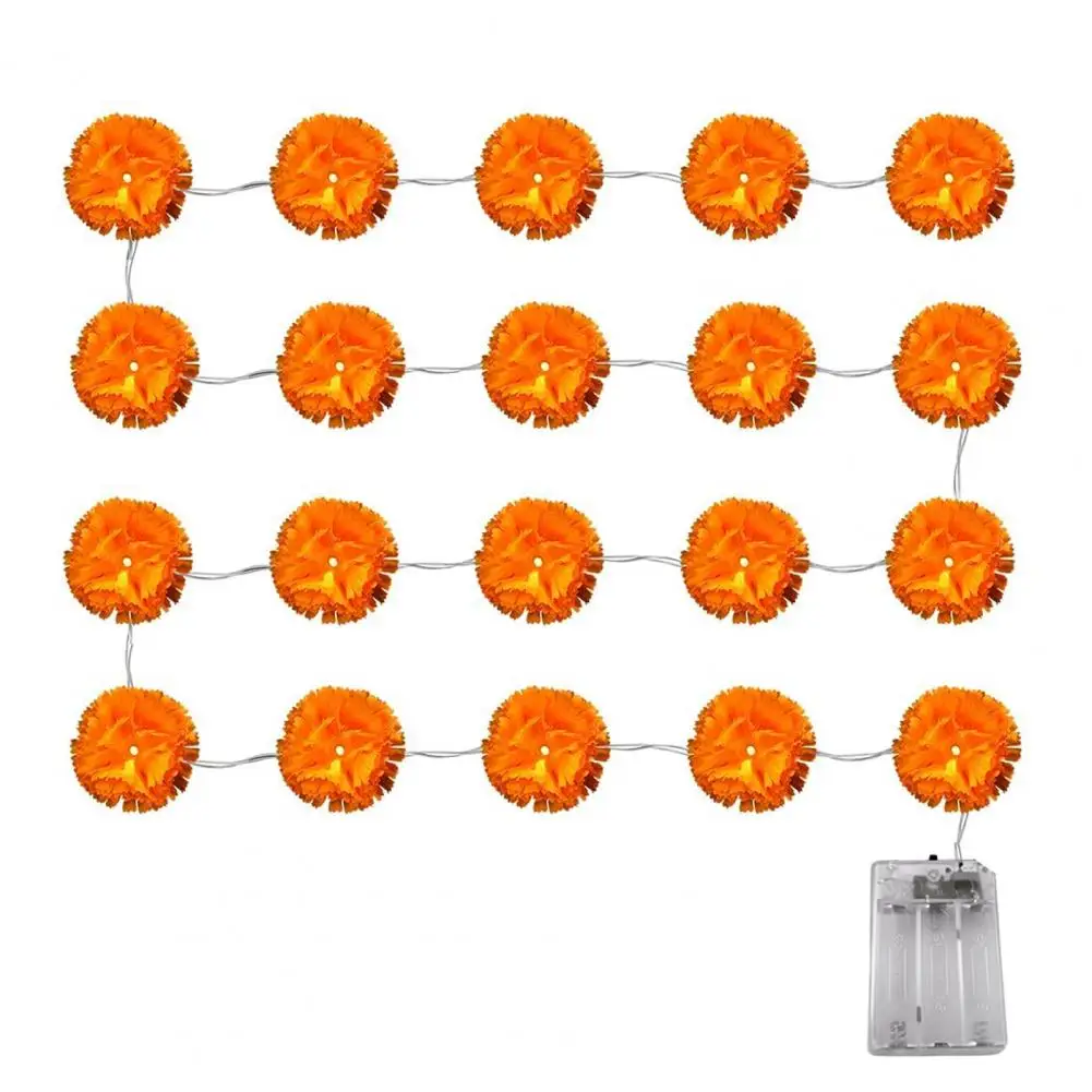 Battery Operated Marigold String Lights Flashing Orange Flower Lights Artificial Marigold Flower String Lights Led for Dia