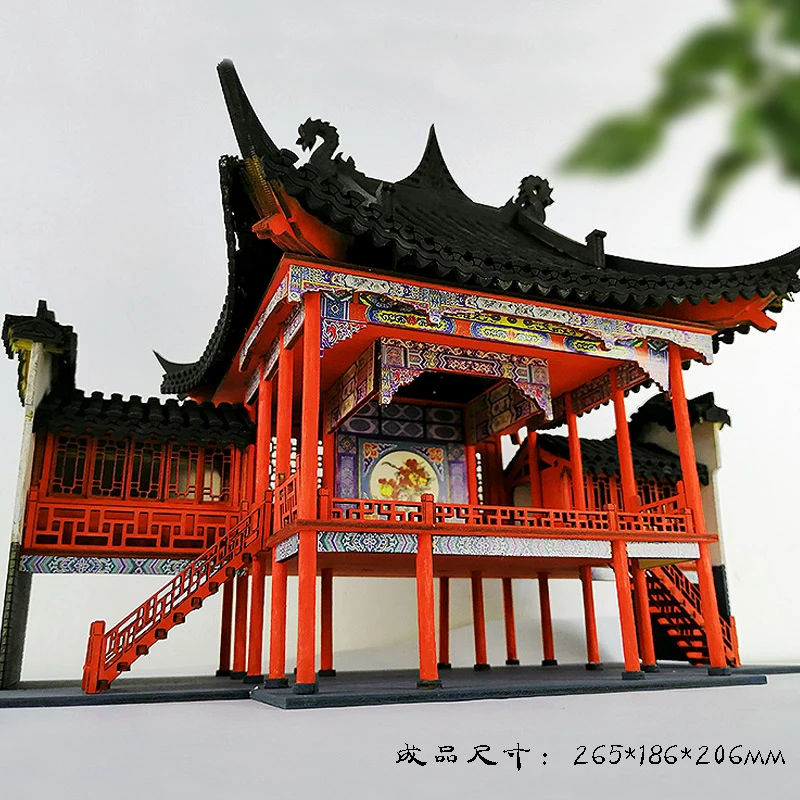 

Chinese Traditional Building Model Kit 1:50 Scale Wooden Prefab House Miniature Assembly Architecture Project