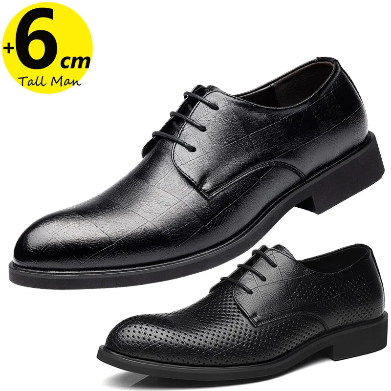 

Classic Elevator Oxford Shoes for Men Increase Insole 6cm Perfect for Summer Weddings Special Occasions