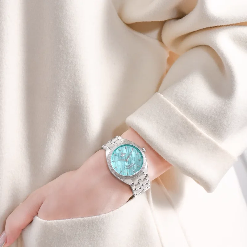 Koleksi Wanita Vivienne Westwood 2025 - Jam Tangan Tali Baja Tahan Karat Estetika Tinggi Biru Danau