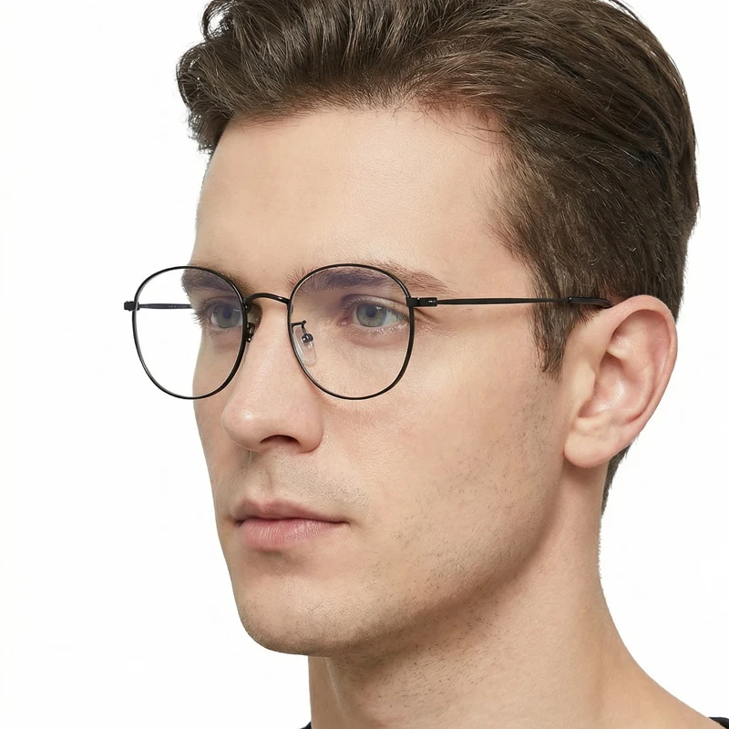 Luxus Kleine Metall Lesebrille Männer Frauen Klassische Schwarz Presbyopie Brille Männlichen Anti-blau Licht Multifokale Gläser – Detail 1