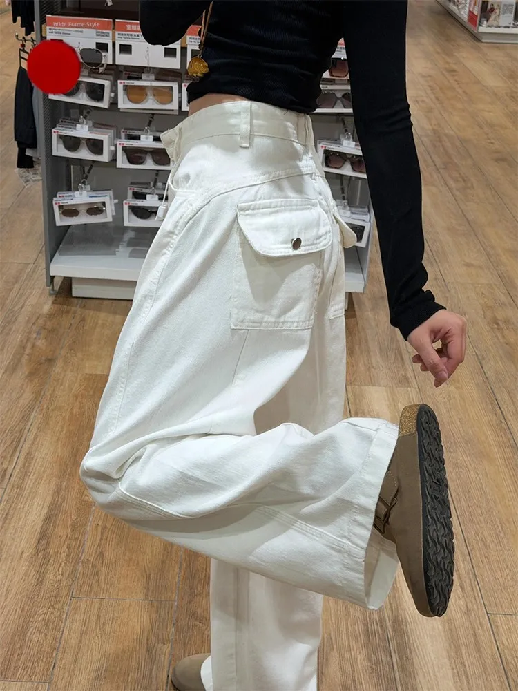 

American Style Spicy Girl Loose Bf Lazy Style Jeans Women Summer New Small Design Sense Floor-Length Pants Pure Color