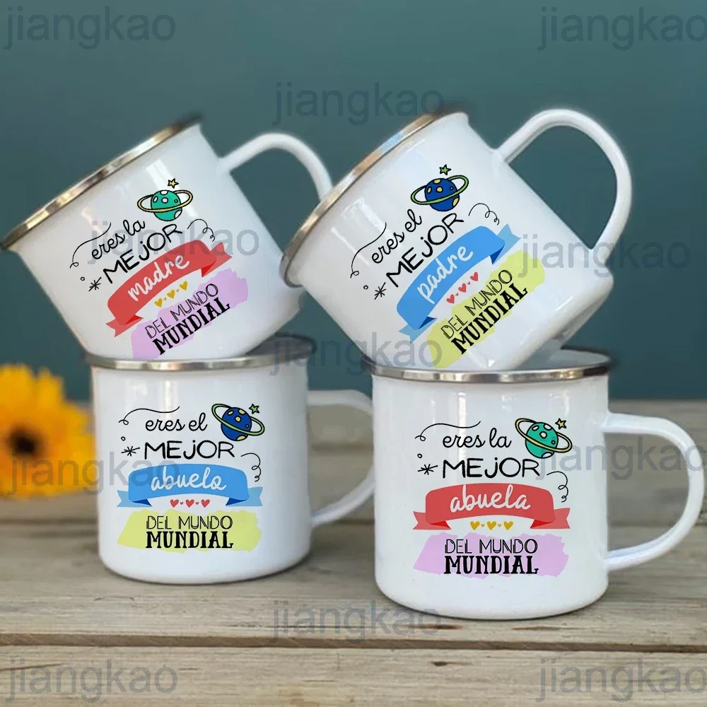 You Are Best Dad Mom Grandpa Grandma Printed Enamel Mug Outdoor Drink Coffee Cups Camping Mug Festive Birthday Gift for Family