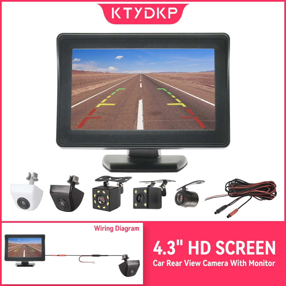 KTYDKP Car Rear View Camera with Monitor for Vehicle parking HD Reversing Camera monitor with 4.3 Inch Screen Easy Installation