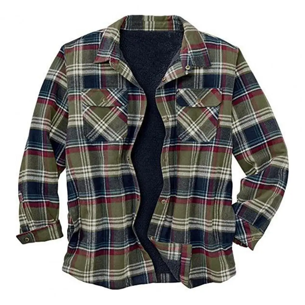 Men\'s New Winter Plaid Sweater Cardigan Cold Coat Wool Jacket Autumn Fleece Warm Clothes Checkered Knit Jumper