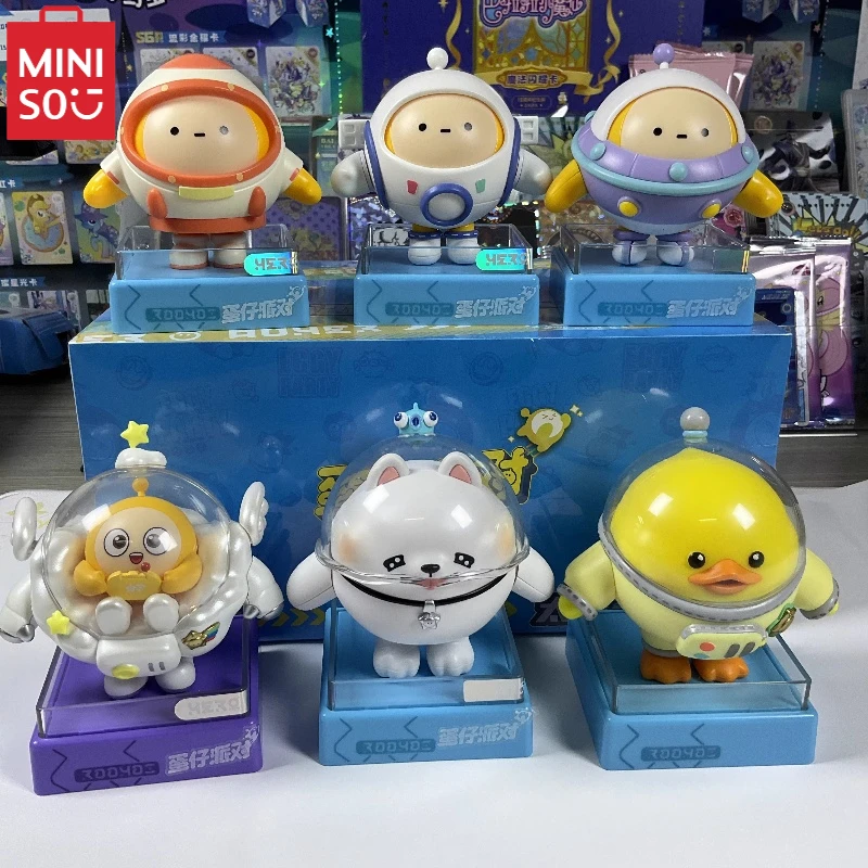 

Miniso Eggy Party Space Adventure слепая коробка настольная сцена орнамент Kawaii подарок на день рождения детская игрушка периферийные анимированные модели