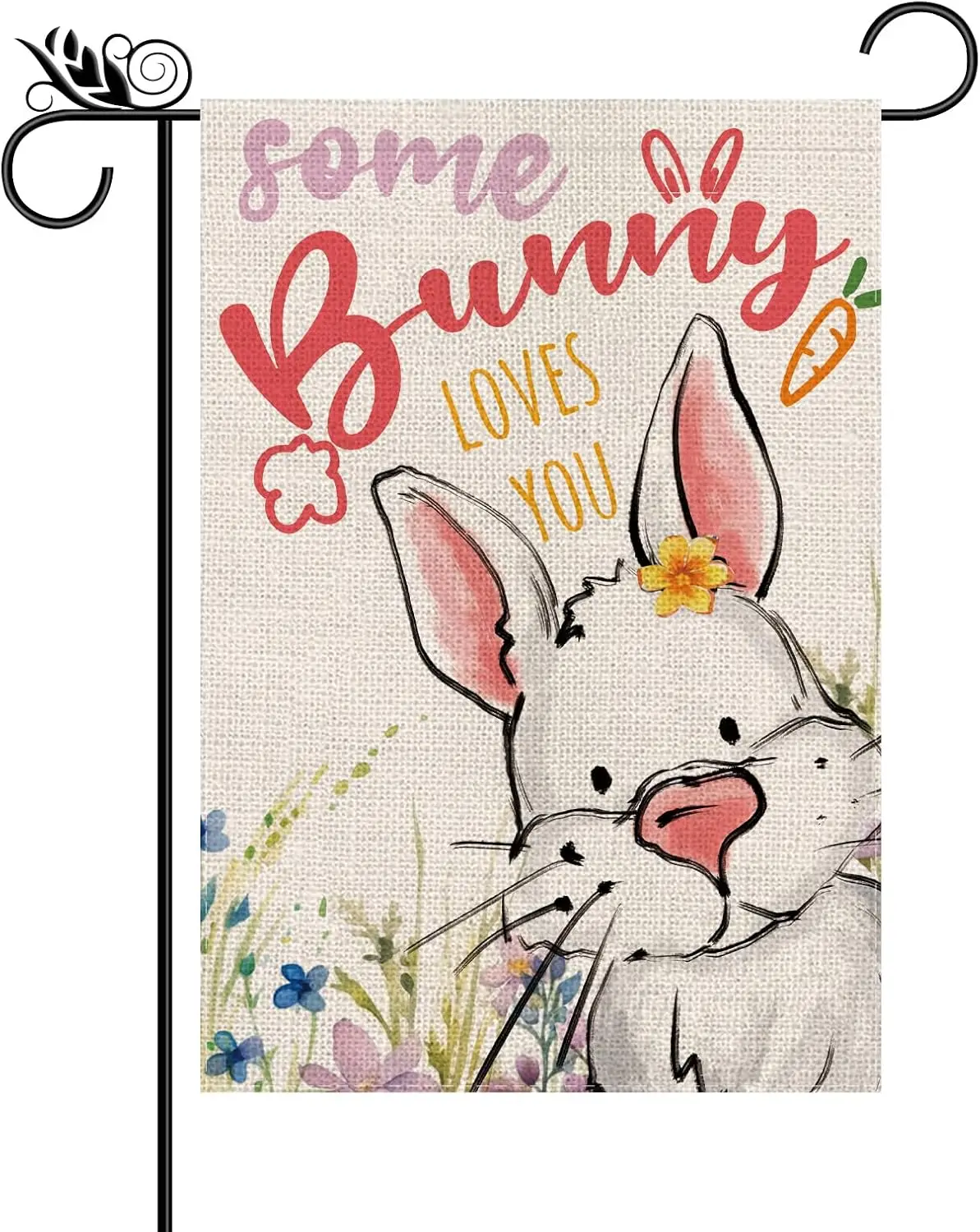 Easter Garden Flag Some Bunny Loves You Burlap Vertical Double Sided Funny Holiday Funny Outdoor Yard Decor 12.5x18 Inch XAA SSL