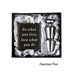 7oz Pocket Hip Flask Set for Whisky Portable Whiskey Alcohol Bottle Groomsmen or Bridesmaid Wed Gift Stainless Steel Custom Name