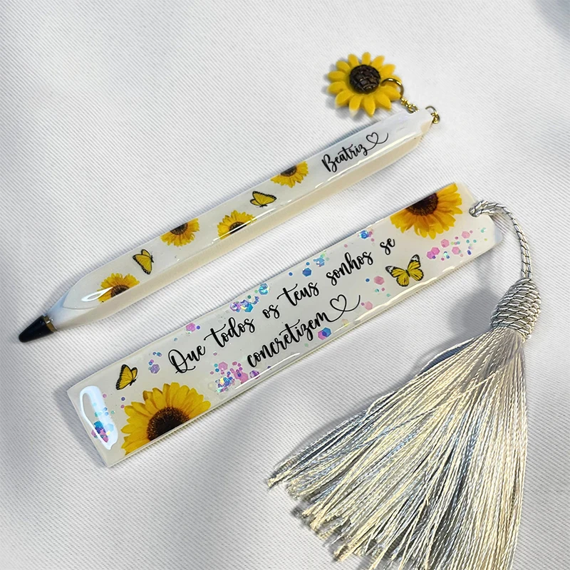 Прозрачная ручка и закладка, набор силиконовых форм, формы для литья из эпоксидной смолы, сделай сам, кристаллы, канцелярские принадлежности ручной работы, принадлежности для рукоделия