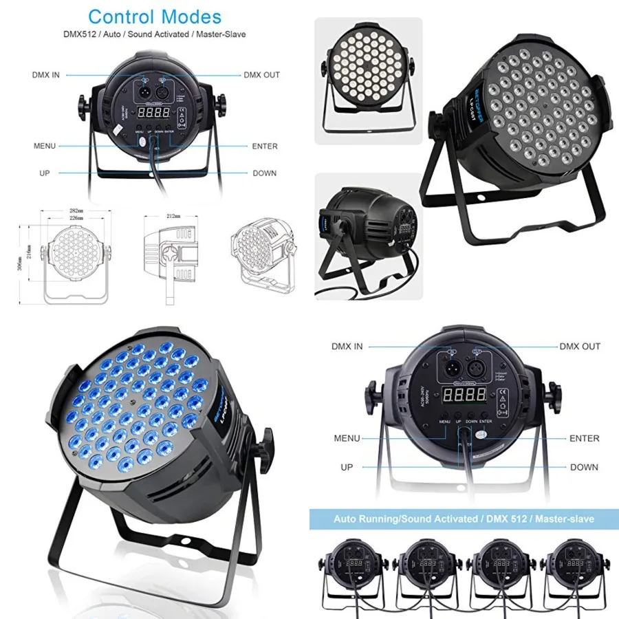 

DJ Lights DMX Sound Activated, 5 x 3W LED Par Lights RGB Stage Light DMX, DJ Par Lighting for Church, Concert, Wedding, Party,