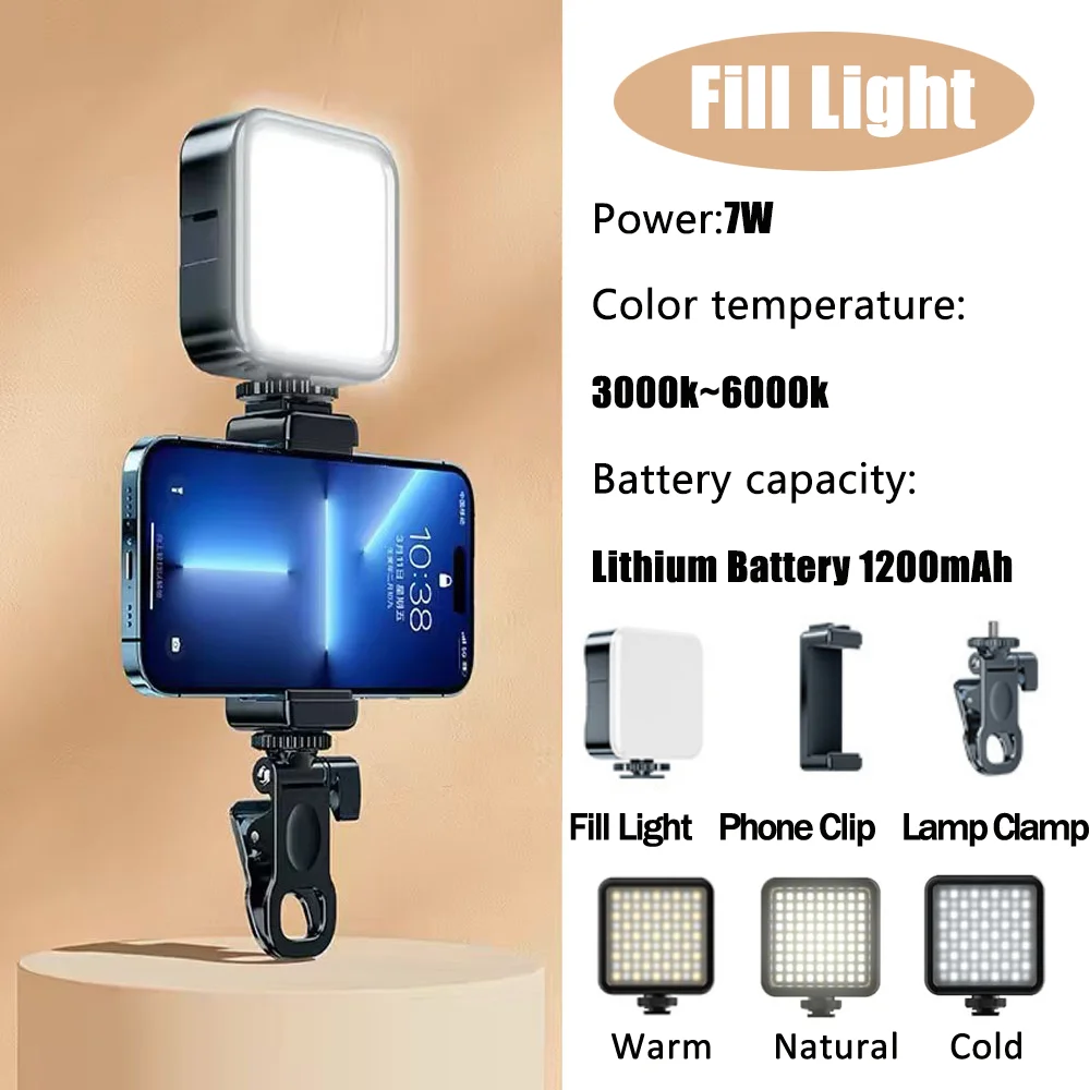 

LED Pocket Fill Light Selfie Light Rechargeable 3 Color Light for Smartphone Computer Laptop Live Streaming Video Photography