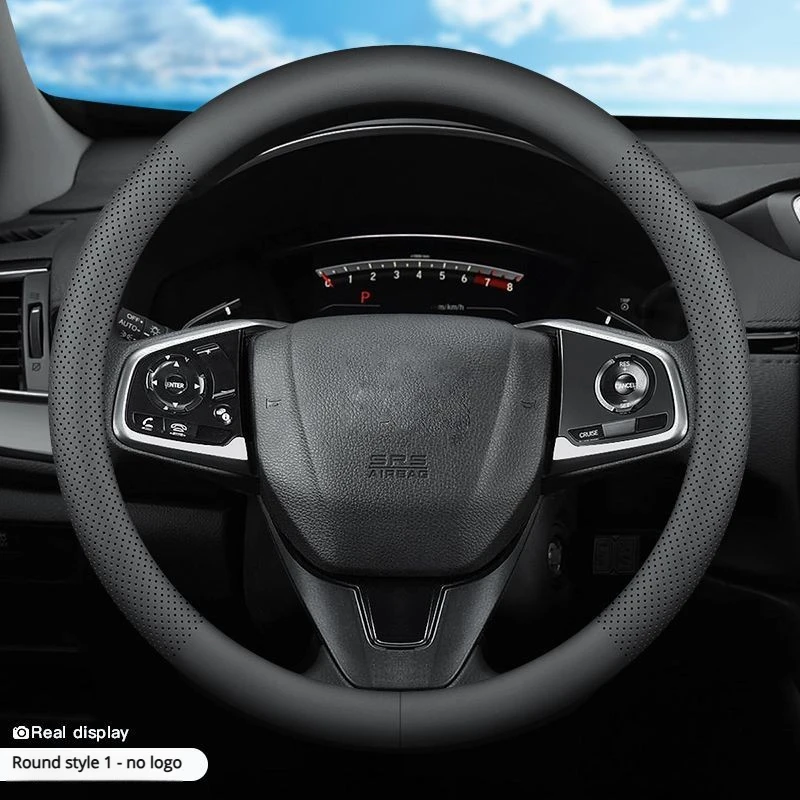 Universal durable ultra-thin anti-slip breathable round D-shaped high-quality genuine cowhide sports steering wheel cover