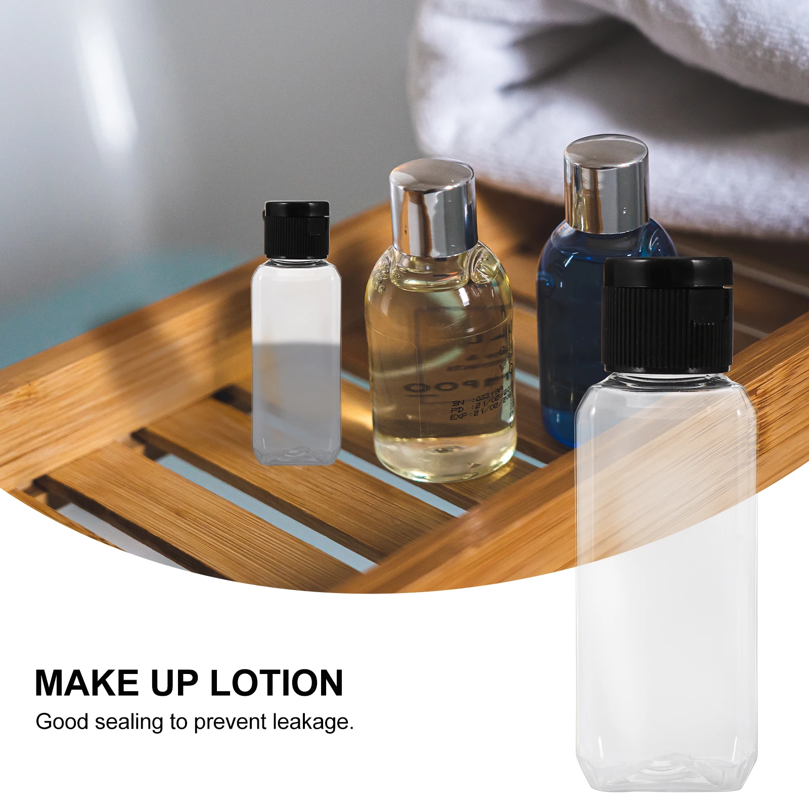 

20pcs Transparent Square Bottle 50Ml Empty Refillable Containers For Travel Portable Dispenser Outdoor Camping Cosmetics