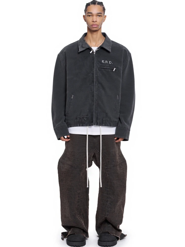 

Мужская джинсовая куртка Waed Denim Jaet HA7MS, укороченная, винтажная, с воротником Detroit, на молнии, повседневная, для многослойных образов