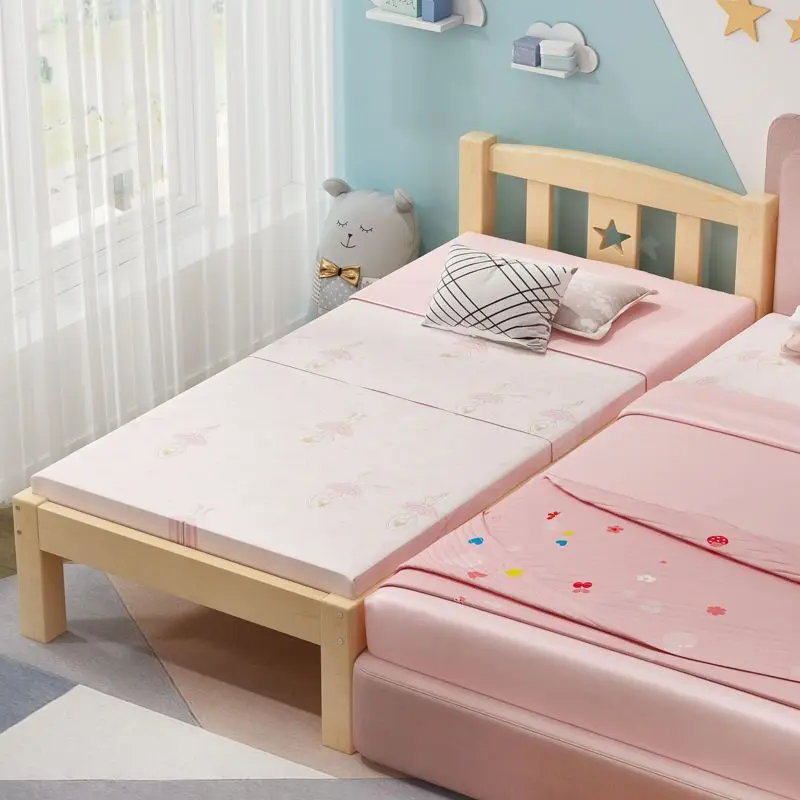 Children's Bunk Bed Splicing Solid Wood Baby Bed with Guardrail Minimalist and Modern Design Widened & Small Bed Optionspromote