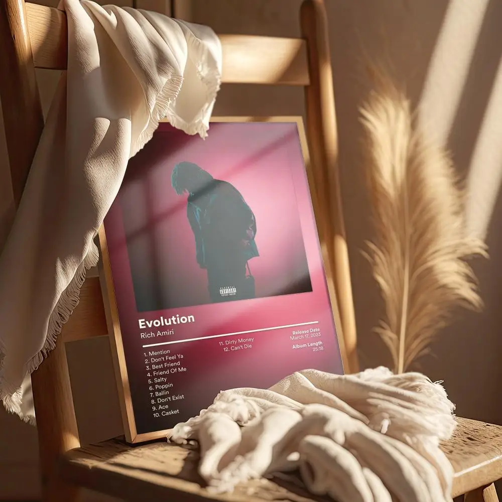 R-Rich Amiri ملصق غطاء فني أغاني موسيقى الراب جدار ملصق ورقي مقاوم للماء لغرفة المعيشة ديكور المنزل