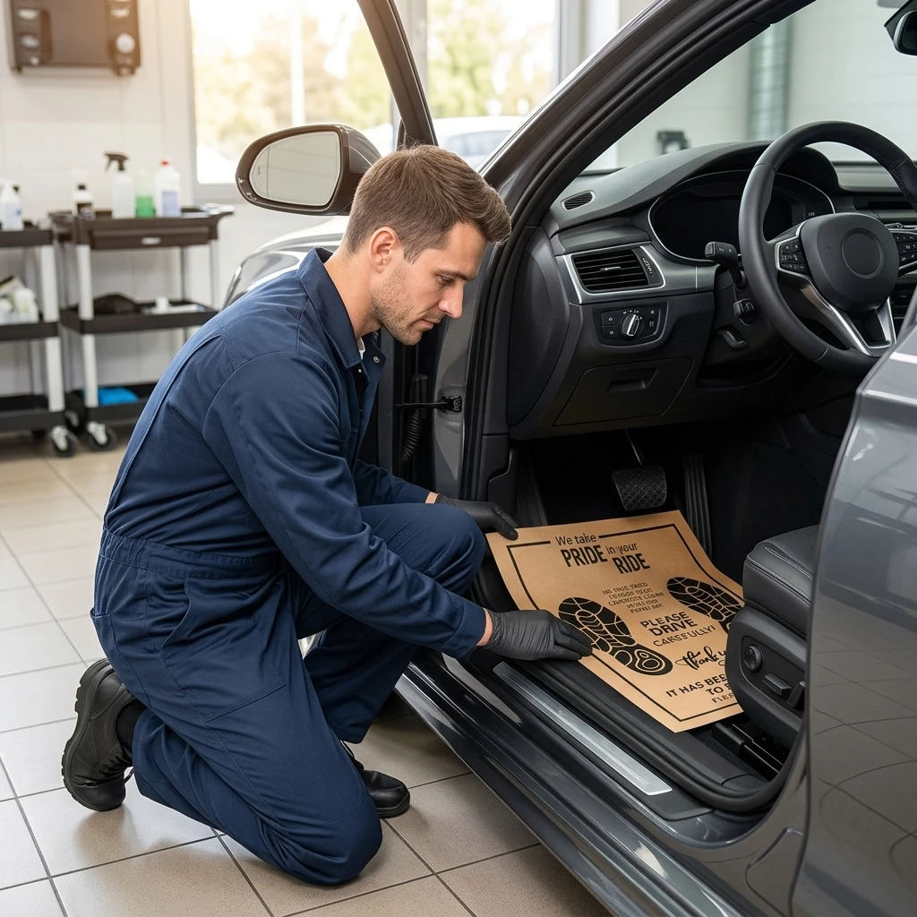 Disposable Car Floor Mats Thickened Kraft Paper Auto Foot Pads Waterproof Protectors for Detailing Shop Maintenance Gear