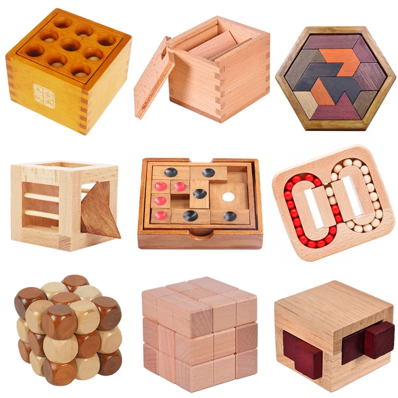 

Classic IQ 3D Wooden Puzzle Adults And Kids Casse Tete Baffling Puzzles Headache Brain Development Toys Rompecabezas De Madera