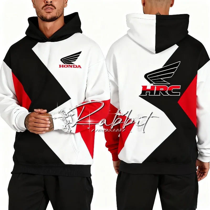 

25/26 Новая модная уличная крутая теплая толстовка с капюшоном Honda Racing Race Rider, мужская нейтральная свободная толстовка в стиле хип-хоп большого качества