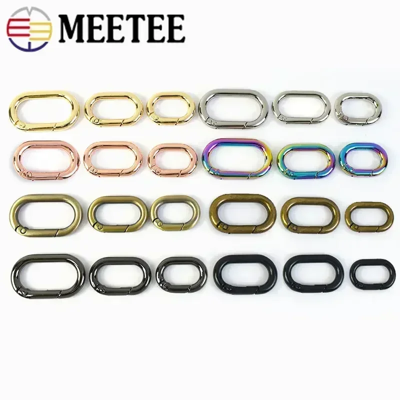 2/5Pcs Meetee 13-40mm Metal Spring Buckles O Rings Keychain Bag Strap Connection Clasps Carabiner Clip Hook DIY Accessories