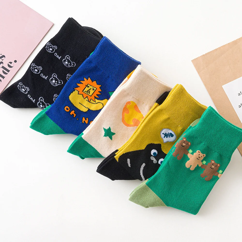 Couples Socks Cotton Cartoon Animals Spring Autumn Socks For Men Women  Gift Unisex Hip Hop Streetwear Dropshipping Calcetines