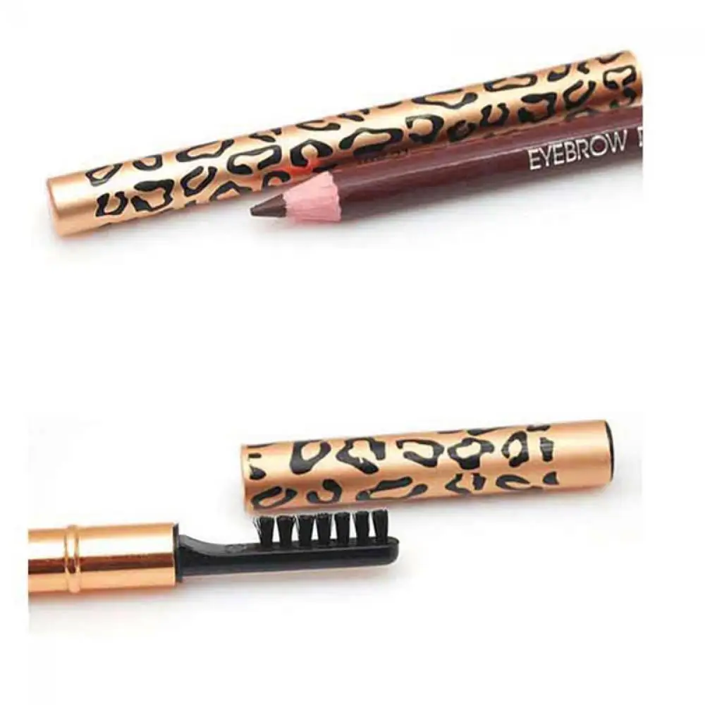 5 Colors Eyebrow Pencil Waterproof Leopard Long lasting Makeup Eyeliner Eyebrow Pencil + Brush Women Beauty Cosmetic