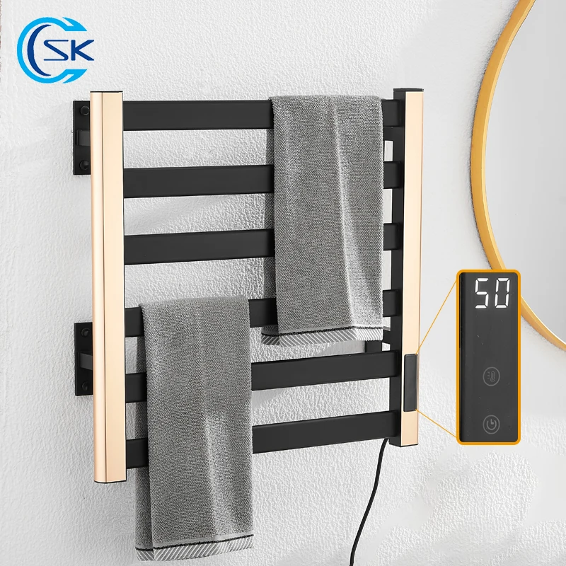 Bathroom Digital Display Towel Dryer.Single / Double Layer Electric Towel Rail.Light Luxury Bath Towel Warmer.Heated Towel Rack.