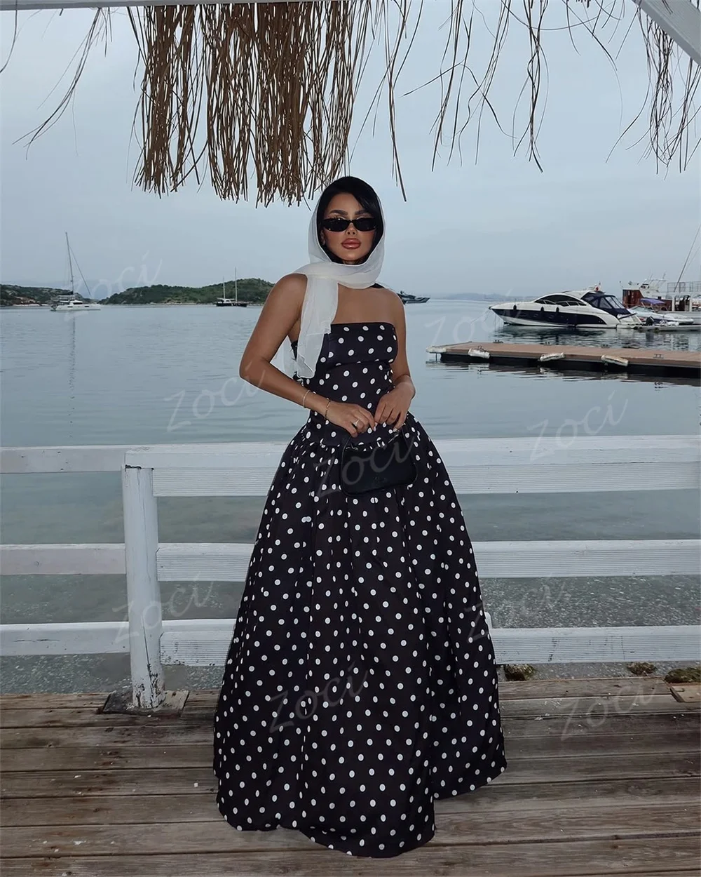 Zoci – robe de bal trapèze en Satin noir, sans bretelles, personnalisée, longue robe de soirée formelle, sans manches, tenue de soirée