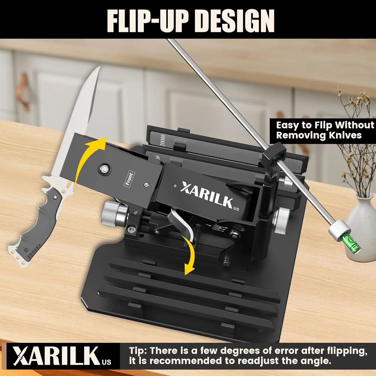 Upgraded XARILK PRO Precision Knife Sharpener System GEN 2, Heavy-duty | Aluminum Professional Knife Sharpening Tool W/Diamonds