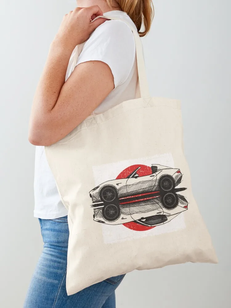 

My hand drawing of ND RF Japanese roadster sports car with flag background Tote Bag hand bag ladies Candy bags
