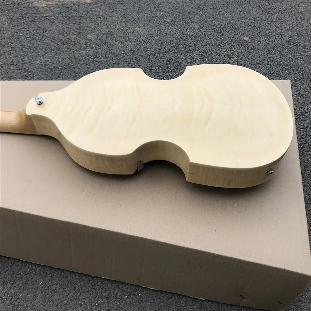 High quality flamed maple violin shape electric bass guitar