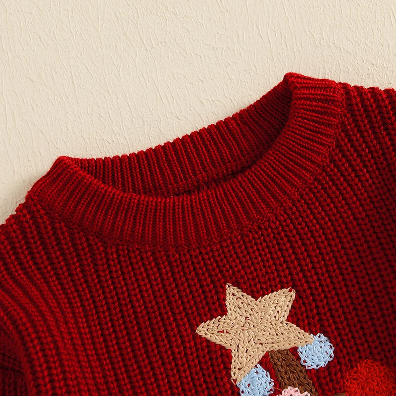 Baby Christmas Sweater, Long Sleeve Crew Neck Tree Warm Knit Pullover Winter Tops